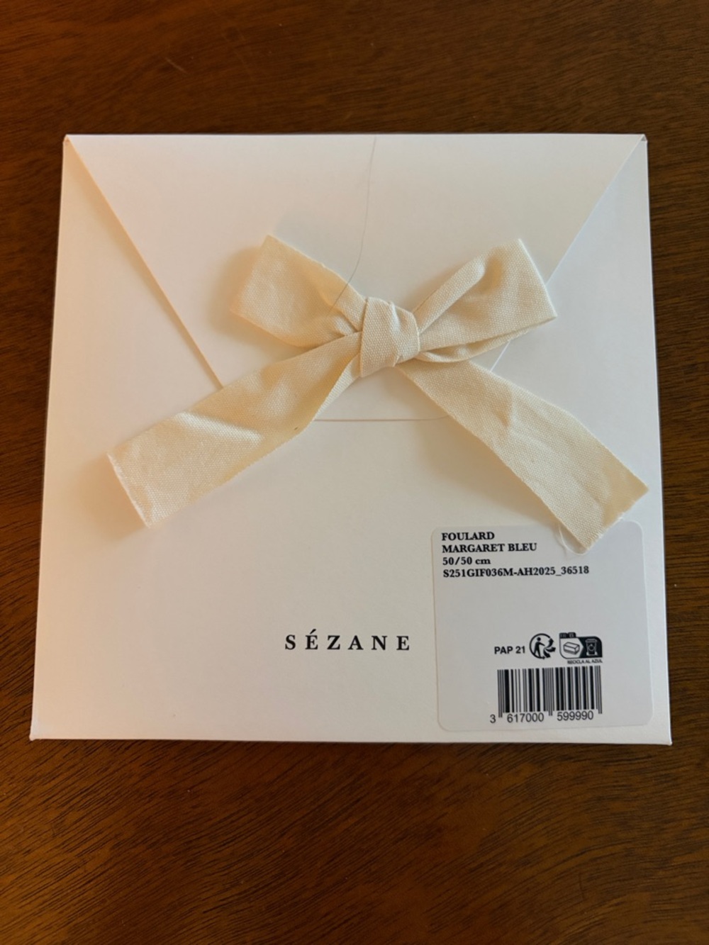 Sezane Floral Silk Scarf in Cream, Red, Blue - Picture 2 of 2